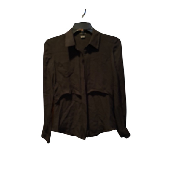 Theory Double Georgette Rosita Silk Blouse in Black Small - Picture 1 of 6